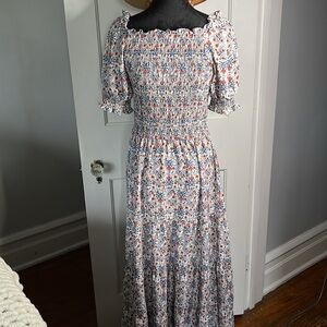 Max Studio maxi dress size Med. Peasant sleeve. Flowy,Cream with florals. NWOT.